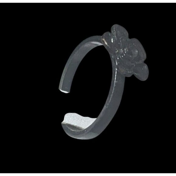 Gothic Casual Black Floral Fashion Ring Size 8 1/2 - Picture 8 of 11